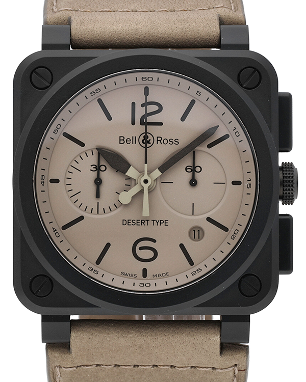 Bell & Ross BR 03 - 97 Chronograph 42X42MM Beige Dial Leather Strap (BR0394-DESERT-CE)