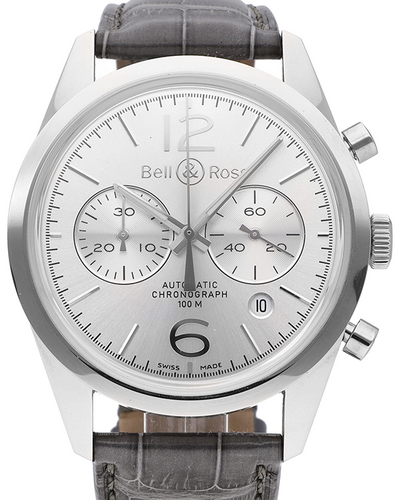 Bell & Ross BR 126 41MM Silver Dial Leather Strap (BRG126-WH-ST/SCR)