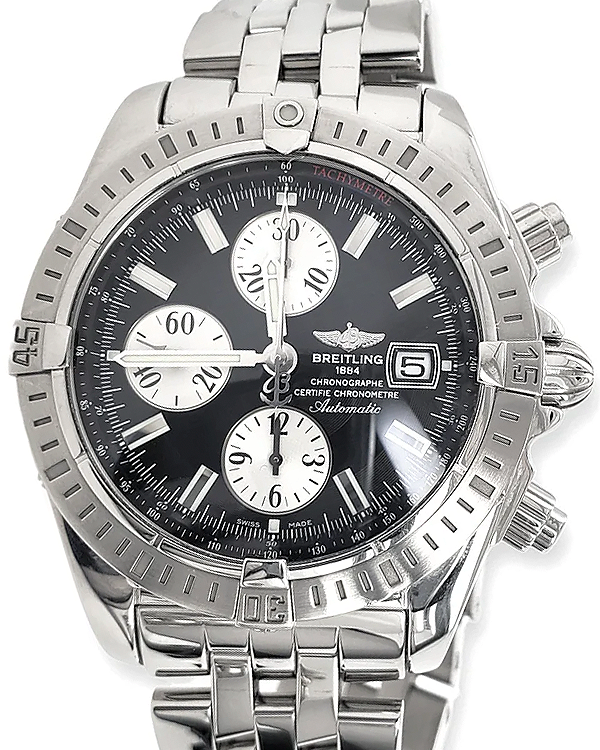 Breitling Chronomat Evolution 43MM Black Dial Steel Bracelet (A13356)