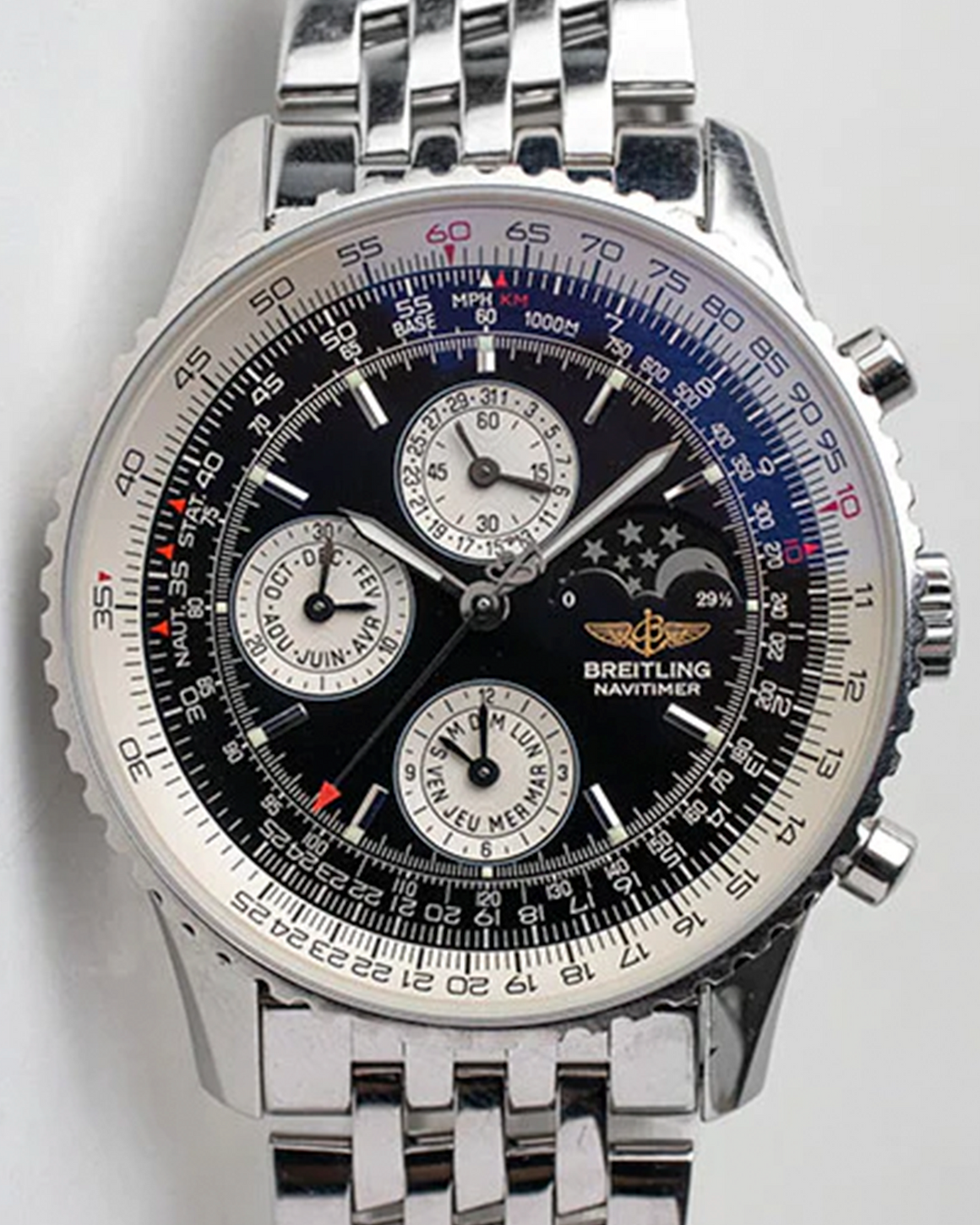 Breitling Navitimer Montbrillant Olympus 43MM Black Dial Streel Strap (A19340)