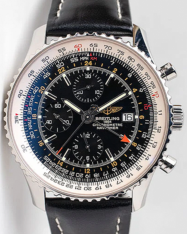 2012 Breitling Navitimer World GMT 46MM Black Dial Leather Strap (A2432212/B726)