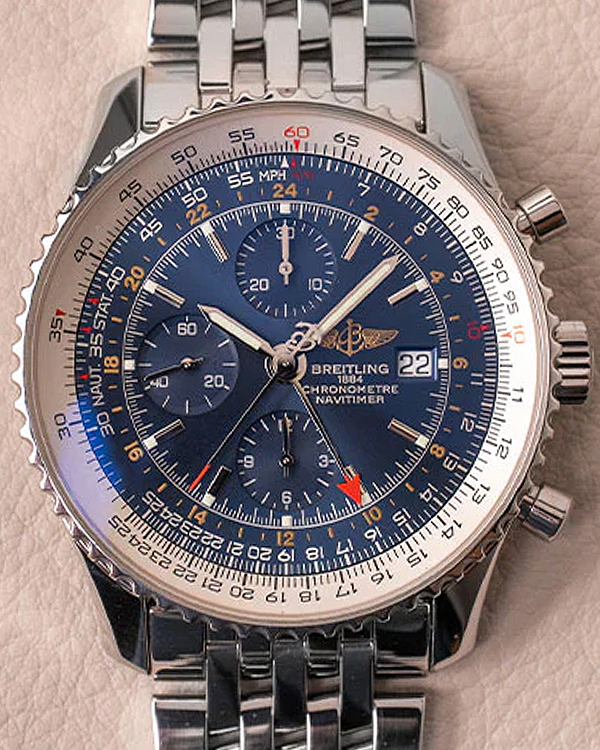 2008 Breitling Navitimer World GMT 46MM Blue Dial Steel Bracelet (A2432212/C561)