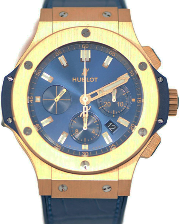 Hublot Big Bang Chronograph 44MM Blue Dial Leather/Rubber Strap (301.PX.7180.LR)