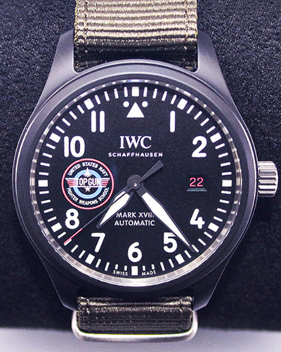 2021 IWC Schaffhausen Pilot Chronograph Top Gun SFTI Set Limited Edition 41MM Ceramic Black Dial Textile Strap (IW324711)