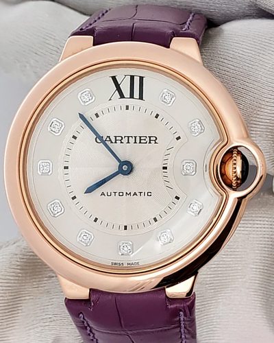 Cartier Ballon Bleu 36MM Silver Dial Leather Strap (WJBB0010)