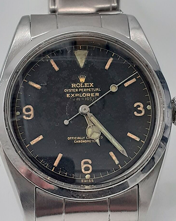 Circa (1920-1970) Rolex Explorer Vintage 36MM Black Dial Steel Bracelet (6610)