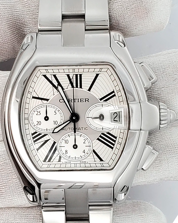 Cartier Roadster XL Chronograph 43MM Silver Dial Steel Bracelet (W62019X6)