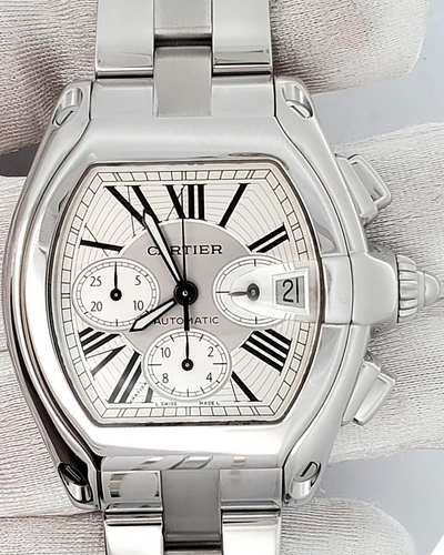 Cartier Roadster XL Chronograph 43MM Silver Dial Steel Bracelet (W62019X6)