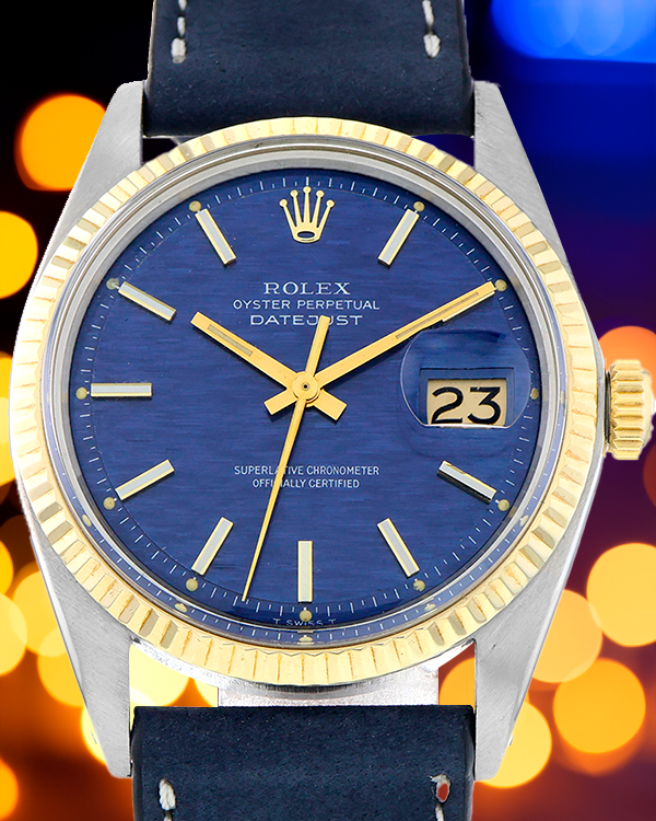 1974 Rolex Datejust Vintage 36MM Blue Dial Leaher Strap (1601)