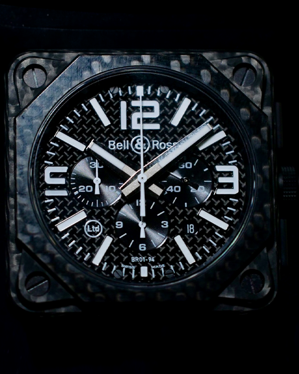 2012 Bell & Ross BR 01-94 Chronograph L.E. 46MM Black Dial Carbon Fiber Strap (BR0194-CA-FIBER)