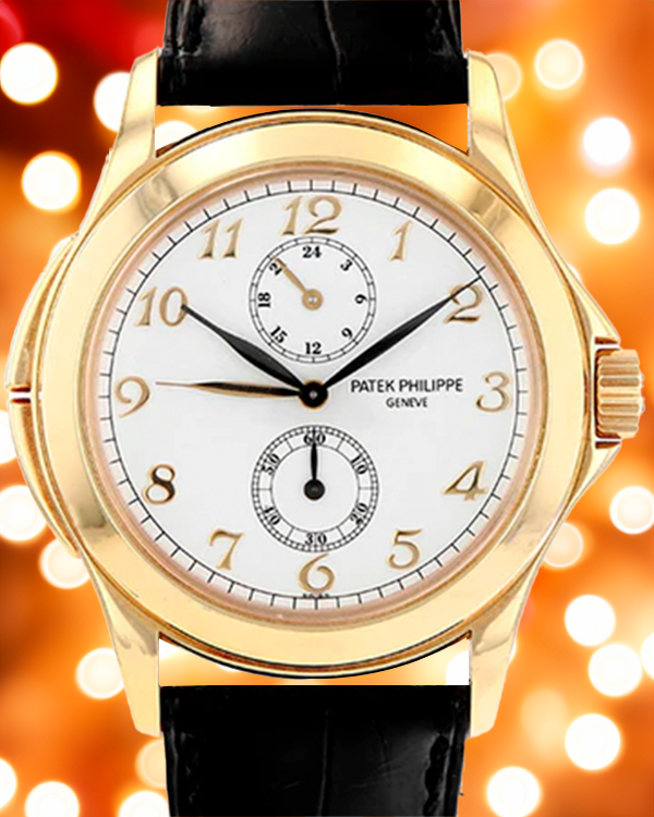 Patek Philippe Calatrava Travel Time 37MM White Dial Leather Strap (5134J-001)