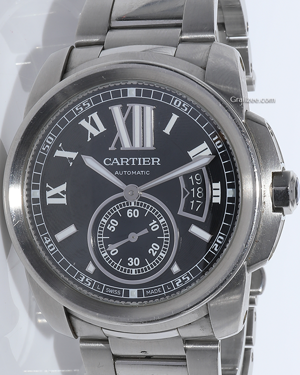 Cartier Calibre de Cartier 42MM Black Dial Steel Bracelet (W7100016)