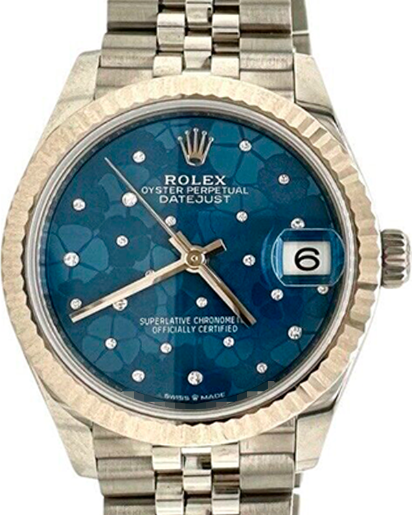 2023 Rolex Datejust 31MM Azzurro-Blue Dial "Floral Motif" Steel Jubilee Bracelet (278274)