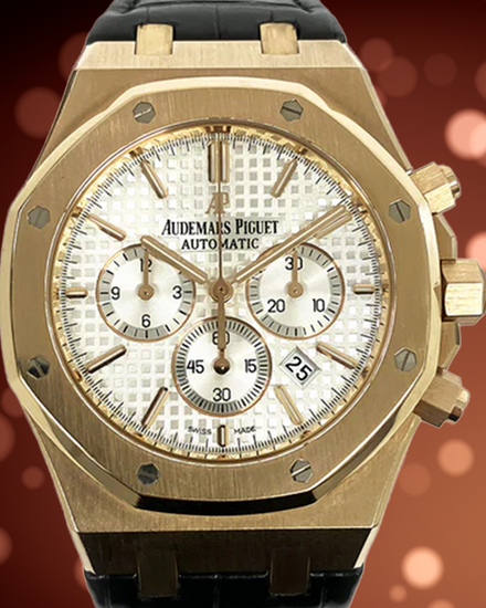 2015 Audemars Piguet Royal Oak Chronograph 41MM Silver Dial Leather Strap (26320OR.OO.D088CR.01)