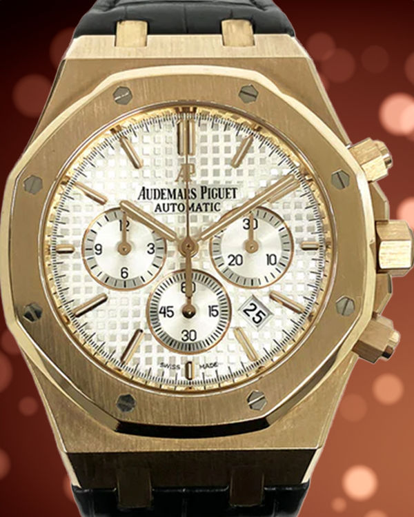 2015 Audemars Piguet Royal Oak Chronograph 41MM Silver Dial Leather Strap (26320OR.OO.D088CR.01)