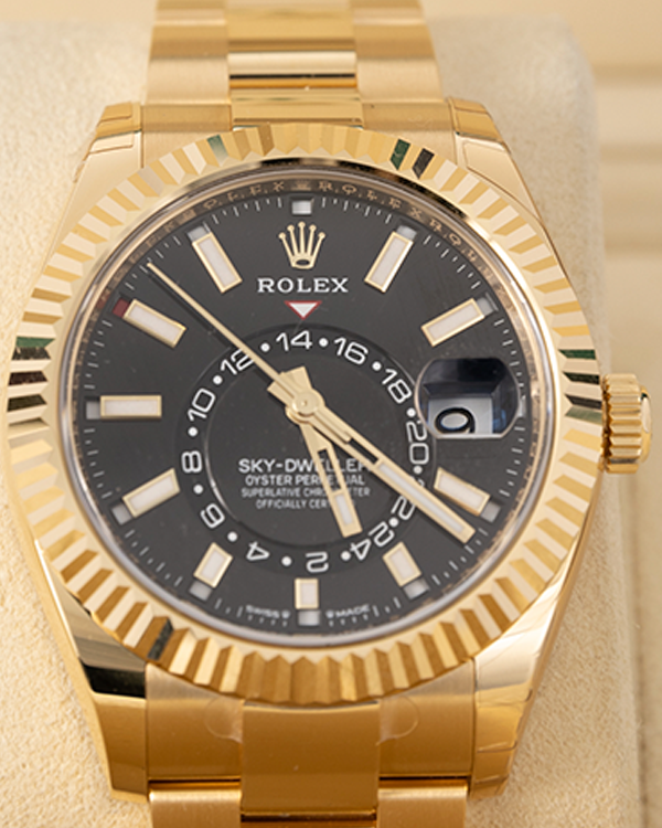 2023 Rolex Sky-Dweller 42MM Black Dial Yellow Gold Oyster Bracelet (336938)