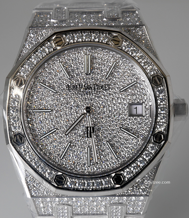 Audemars Piguet Royal Oak Jumbo Extra Thin 39MM Iced-Out Dial Pavé Bracelet  (15202BC.ZZ.1241BC.01)