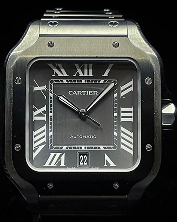 2021 Cartier Santos de Cartier 39.8MM Black Dial Steel Bracelet (WSSA0037)