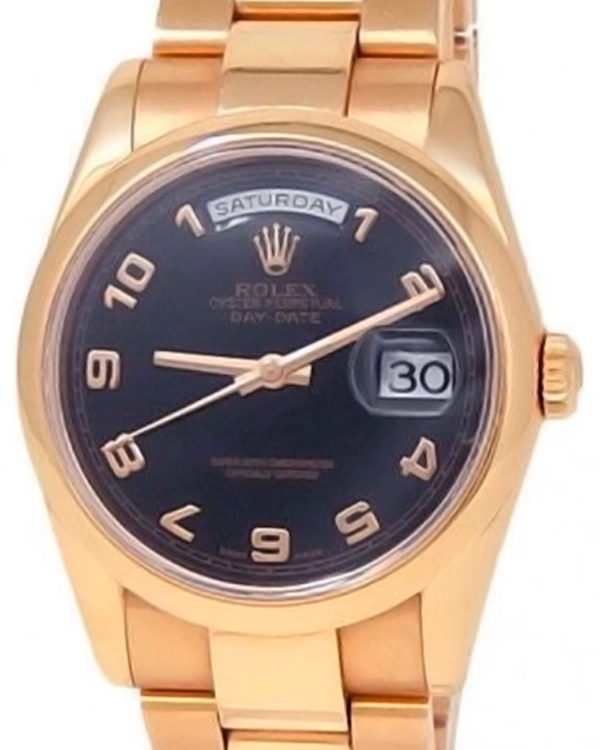 2007 Rolex Day-Date 36MM Black Dial Rose Gold Bracelet (118205)