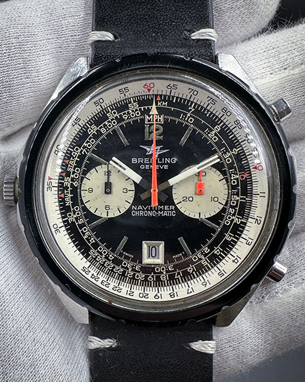 Breitling Navitimer Chrono-Matic Vintage 48MM Black Dial Leather Strap (1806)