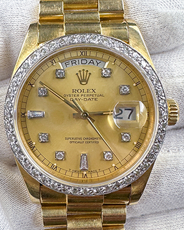 Rolex Day-Date 36MM Champagne Dial Yellow Gold President Bracelet (18038)