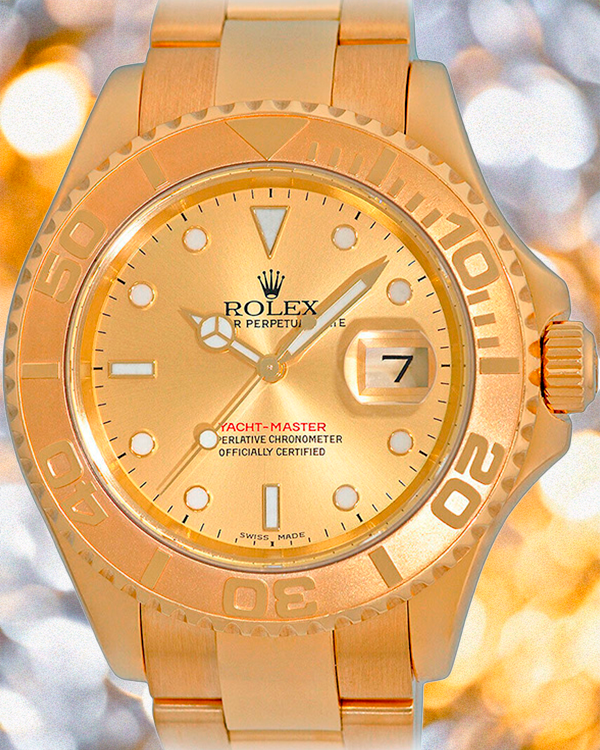 2000 (P Serial) Rolex Yacht-Master 40MM Champagne Dial Yellow Gold Oyster Bracelet (16628)