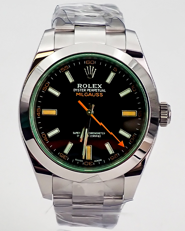 2023 Rolex Milgauss Oystersteel Black Dial Green Crystal (116400GV)