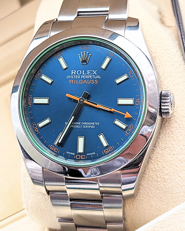 2014  Descontinued Rolex Milgauss 40MM Z-Blue Dial Oystersteel Bracelet (116400GV)