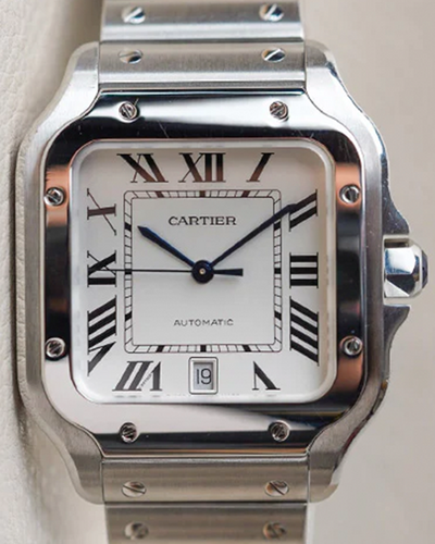 2019 Cartier Santos De Cartier 39.8MM Silver Dial Steel Bracelet (WSSA0009)