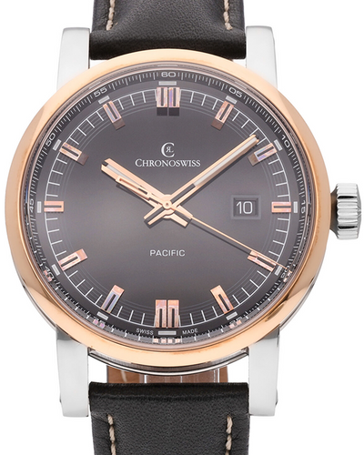 2024 Chronoswiss Grand Pacific 43MM Black Dial Leather Strap (CH-2882BR-BK2)