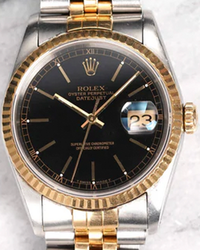 Rolex Datejust 36MM Black Dial Two-Tone Jubilee Bracelet (16233)