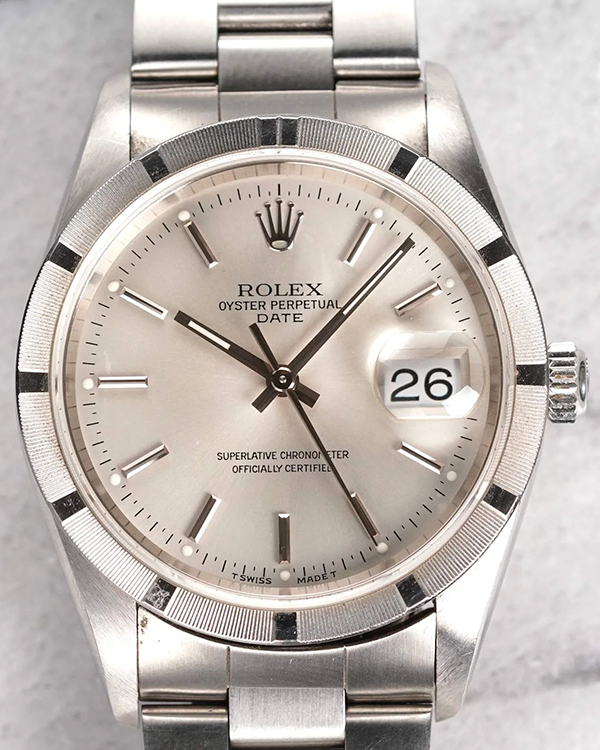 Rolex Oyster Perpetual Date 34MM Silver Dial Oyster Bracelet (15210)