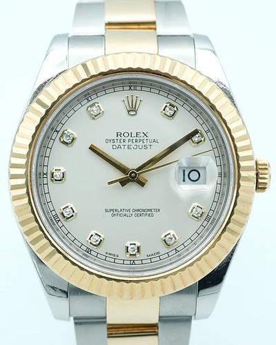 Rolex Datejust II 41MM Ivory Diamond Dial Two-Tone Oyster Bracelet (116333)