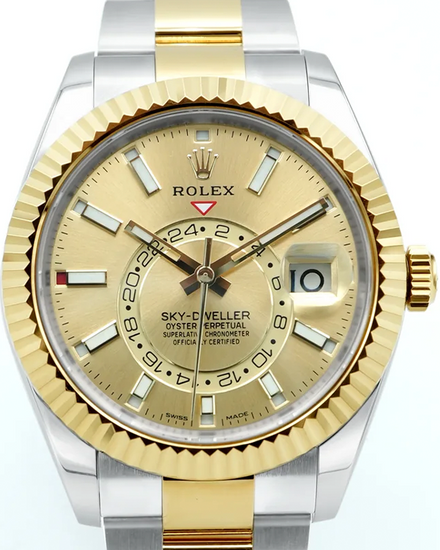 2022 Rolex Sky-Dweller 42MM Champagne Dial Two-Tone Oyster Bracelet (326933)