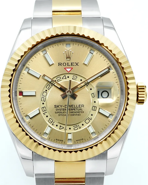2022 Rolex Sky-Dweller 42MM Champagne Dial Two-Tone Oyster Bracelet (326933)