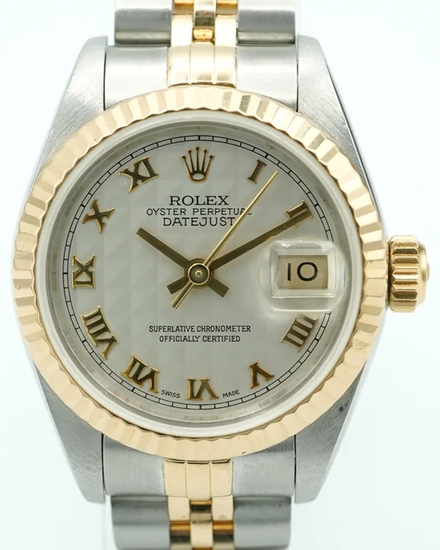 1991 Rolex Lady-Datejust 26MM Ivory "Pyramid" Dial Two-Tone Jubilee Bracelet (69173)