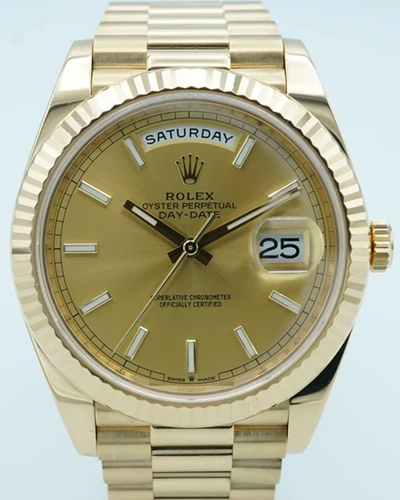 2019 Rolex Day-Date 40MM Champagne Dial Yellow Gold President Bracelet (228238)