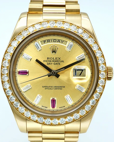 2013 Rolex Day-Date II 41MM Champagne Dial Yellow Gold President Bracelet (218348)