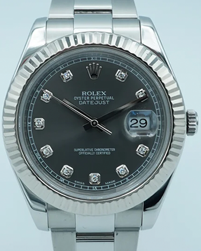 2011 Rolex Datejust II 41MM Grey Dial Steel Bracelet (116334)