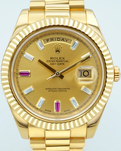 2013 Rolex Day-Date II 41MM Champagne Dial Yellow Gold President Bracelet (218238)