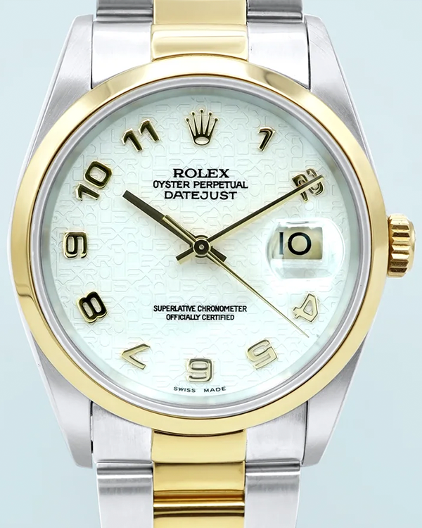 1998 Rolex Datejust 36MM Ivory "Jubilee Motif" Dial Two-Tone Oyster Bracelet (16203)