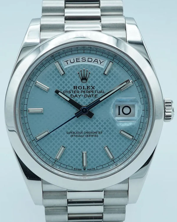 2021 Rolex Day-Date 40MM Ice Blue Dial Platinum President Bracelet (22 ...