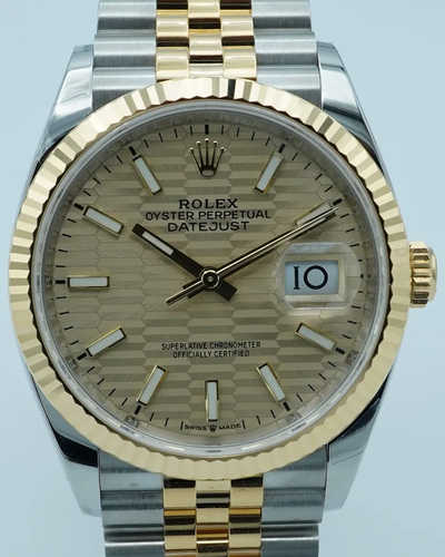 2024 Rolex Datejust 36MM Champagne Flured Motif 36MM Dial Two-Tone Jubilee Bracelet (126233)