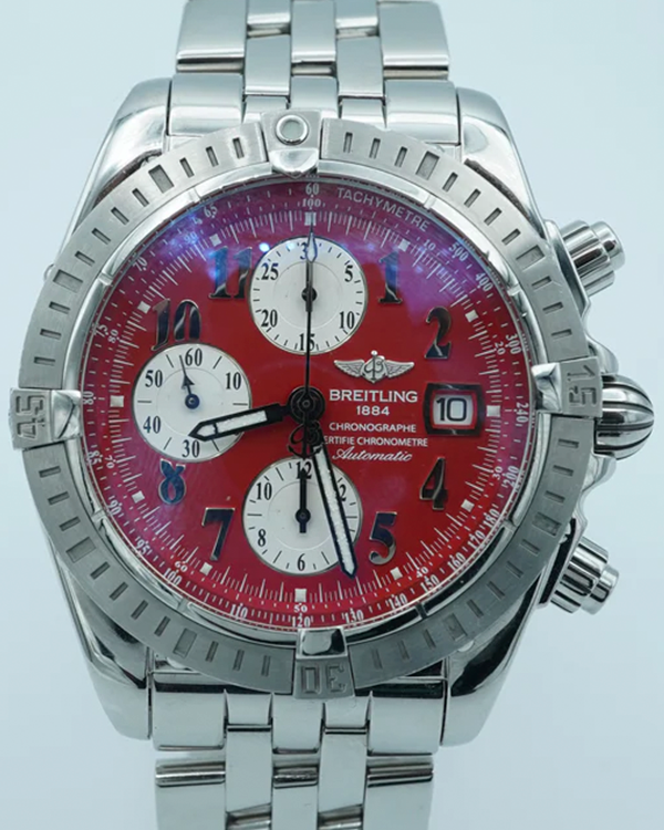 2006 Breitling Chronomat Evolution 44MM Red Dial Steel Bracelet (A13356C1)