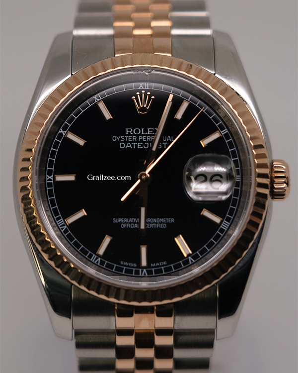 Rolex Datejust 36MM Black Dial Two-Tone Jubilee Bracelet (116231)