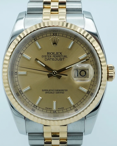 2009 Rolex Datejust 36MM Champagne Dial Two-Tone Jubilee Bracelet (116233)