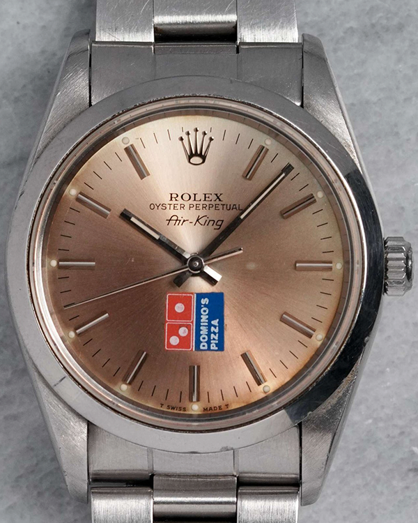 1993 (S Serial) Rolex Air-King "Dominos" 34MM Silver Patina Dial Oyster Bracelet (14000)