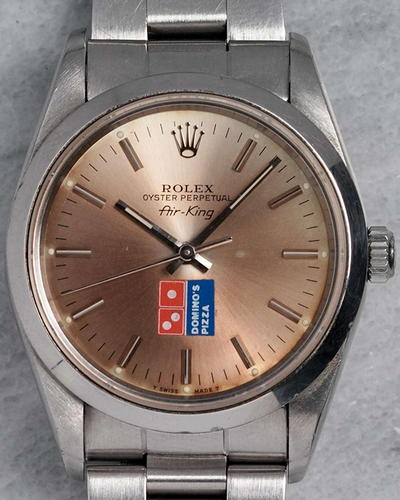 1993 (S Serial) Rolex Air-King "Dominos" 34MM Silver Patina Dial Oyster Bracelet (14000)