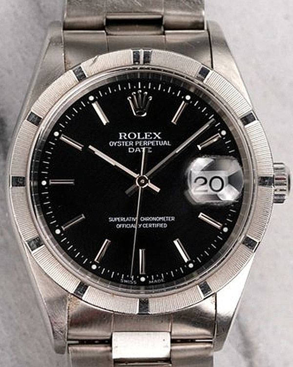 Rolex Oyster Perpetual Date 34MM Black Dial Steel Bracelet (15210)