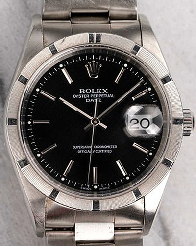 Rolex Oyster Perpetual Date 34MM Black Dial Steel Bracelet (15210)